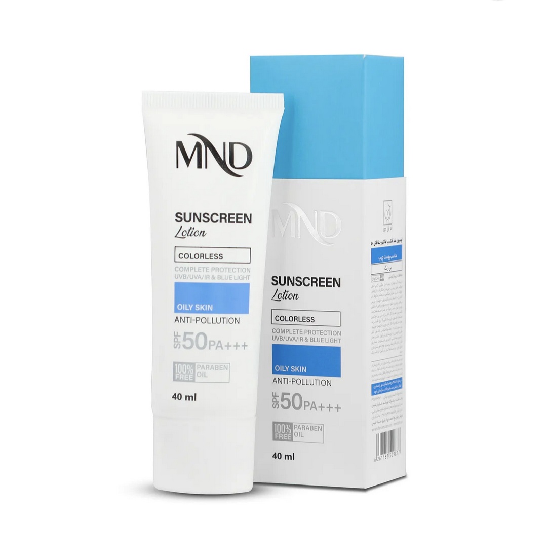 لوسیون ضد آفتاب ام ان دی SPF 50 مناسب پوست چرب